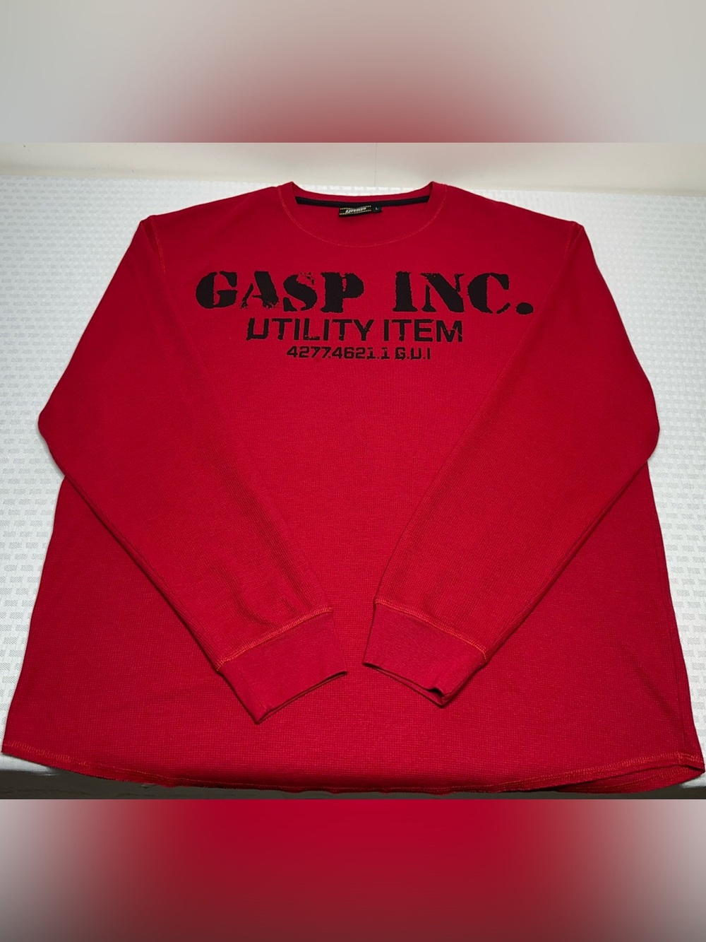 GASP Red Thermal Gym Sweater Men's L Oversized Lifting Workout LS Training EXC!